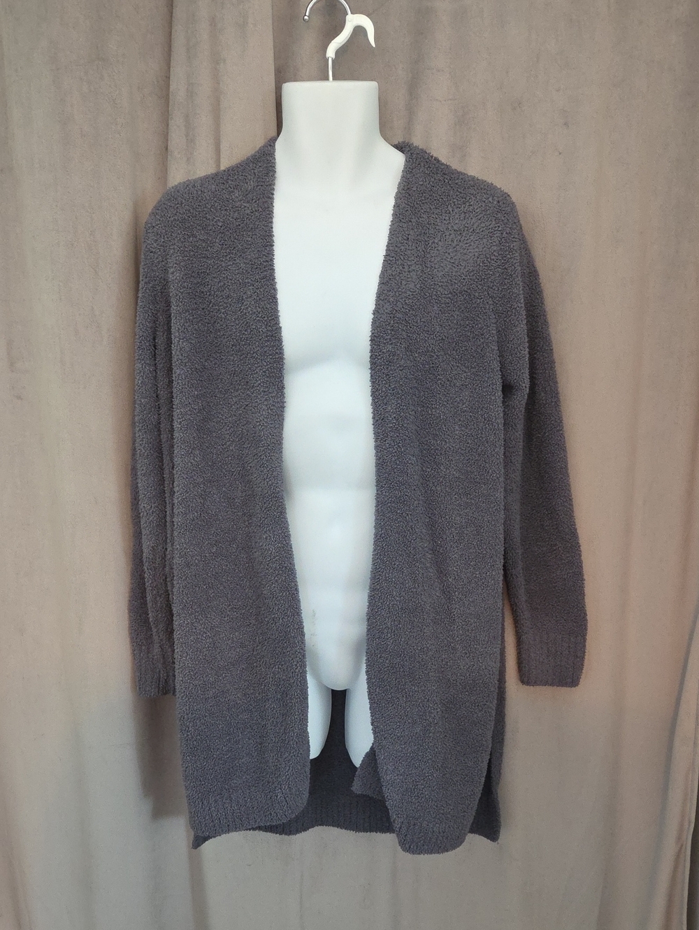 1X Warehouse One Open-Front Fuzzy Cardigan Sweater - Gray